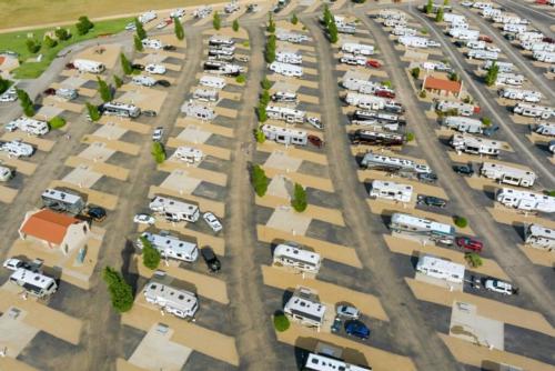 Area view of RV spaces at Oasis RV Resort & Cottages Gunnison Lakeside