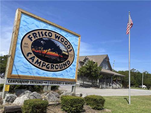 The front entrance sign at Frisco Woods Campground