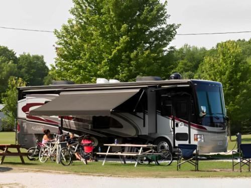 Class A motorhome in a site