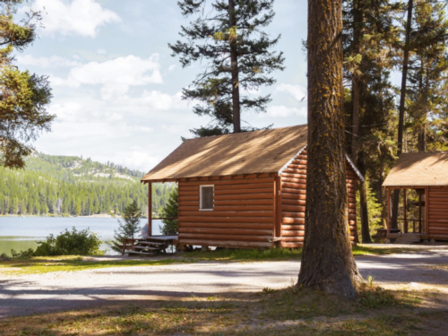 Wooden cabins at West Canada Creek Campsites