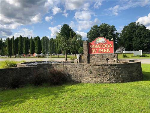 The large sign at the entrance to SARATOGA RV PARK