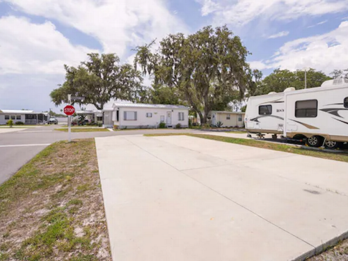Concrete pad at Settler's Rest Sun RV Communities