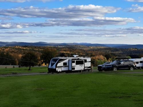 Parked RV at site Belden Hill Campground