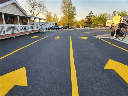 A paved road leading to sites