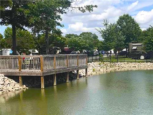 The observation deck overlooking the lake at BARNYARD RV PARK