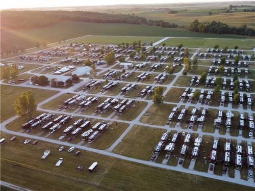 Aerial view of campground at Amana RV Park & Event Center