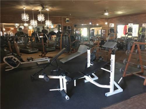 Fitness center with workout equipment at Lifestyle RV Resort