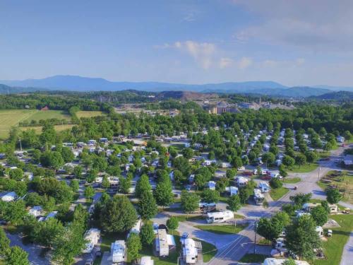 An aerial view of the campsites at SUN OUTDOORS PIGEON FORGE
