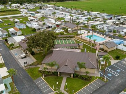 Aerial view of the park Grove Ridge Sun RV Communities