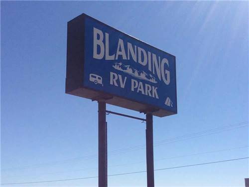 The front entrance sign at BLANDING RV PARK