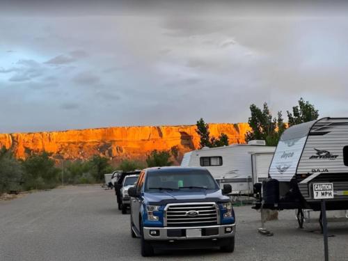 Parked trailers at site Cadillac Ranch RV Park