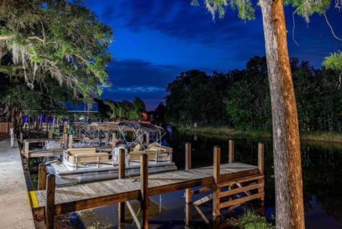 Boats in the dock at night