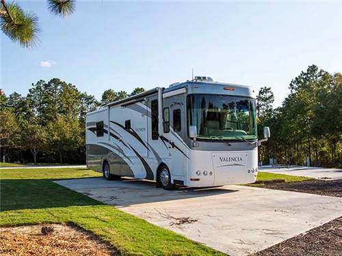 A large RV in a site